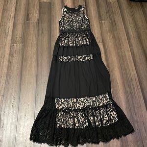 Gracia Black lace dress with nude underlining